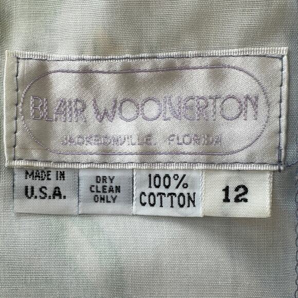 Vintage Blair Woolverton Floral Fit & Flare Midi Dress Statement Shoulder Large - Picture 7 of 11